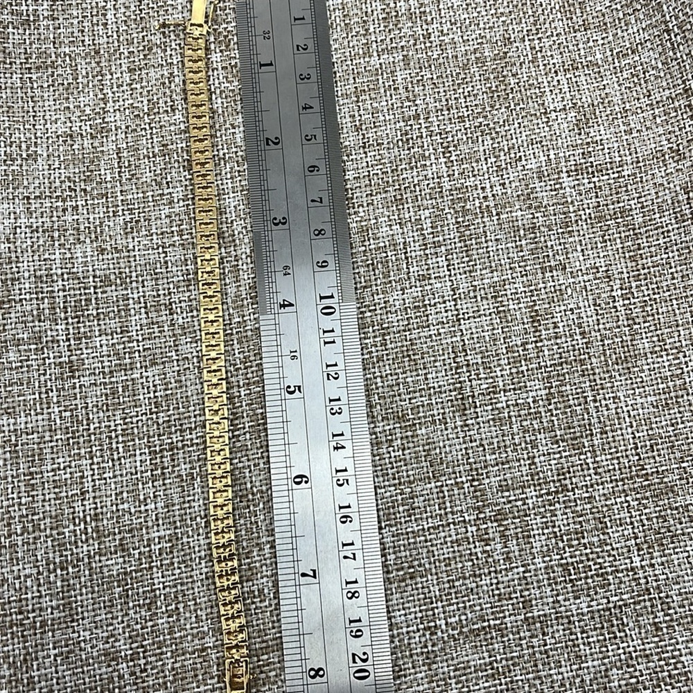 Authentic Sterling Silver Gold Etched Tennis Bracelet - 925 CISS - 8" - Picture 11 of 11